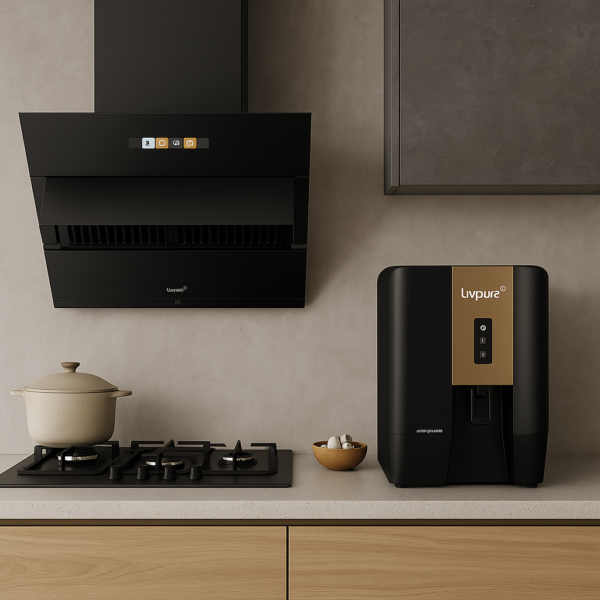 Livpure Premium Kitchen Combo: Allura Premia 7L RO+UV+UF+Alk+Cu Water Purifier (10-Stage) with 30-Month Warranty & Genix BLDC 60cm Kitchen Chimney (1750 m³/hr) - Image 2