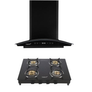 Livpure Flare BLDC Auto Clean Kitchen Chimney + Nebula 4 Burner Toughened Glass Gas Stove Combo | Lifetime Motor Warranty | Free Installation | Best Seller