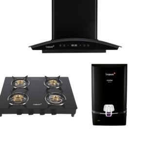 Livpure Flare BLDC Auto Clean Chimney + Nebula 4 Burner Glass Cooktop + Livpure Stellar RO+UV Water Purifier Combo | Free Installation* | Lifetime Warranty on Chimney Motor | Best Seller